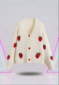 Strawberry Puff knitted Sweater Long Sleeve Harajuku Cardigan