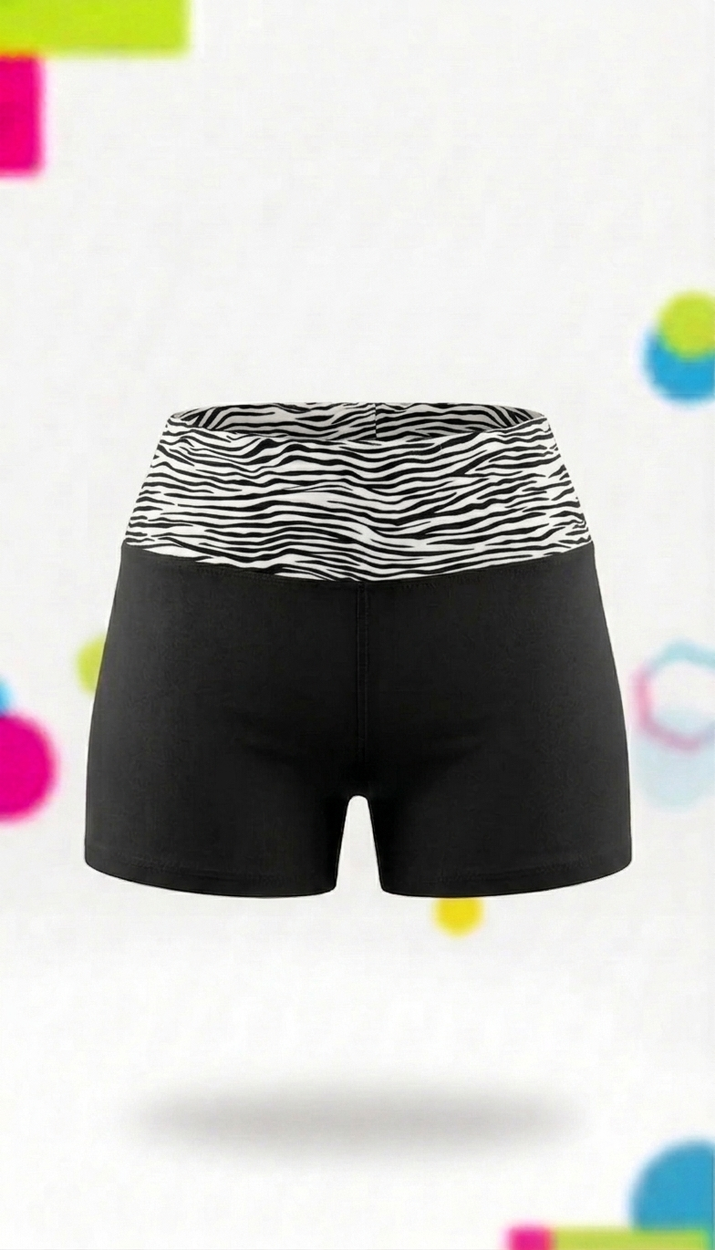 Zebra Print Fold Over Mcbling Mini Spanx Shorts