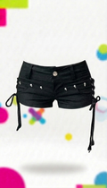 Y2K Goth Lace-Up Skull Rivet Micro Mini Shorts | Rebel Rogue