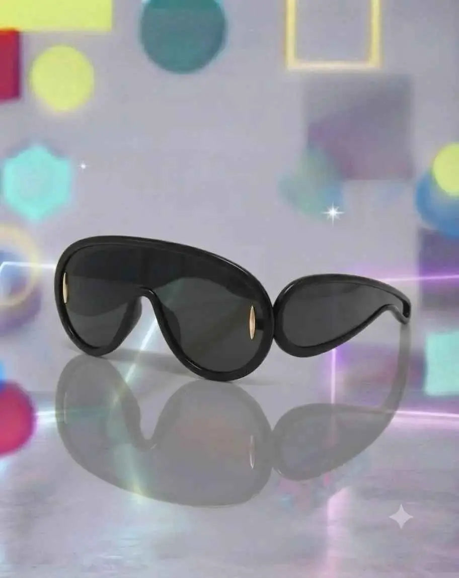 Oversized Black Cyberpunk Sunglasses RebelThreads