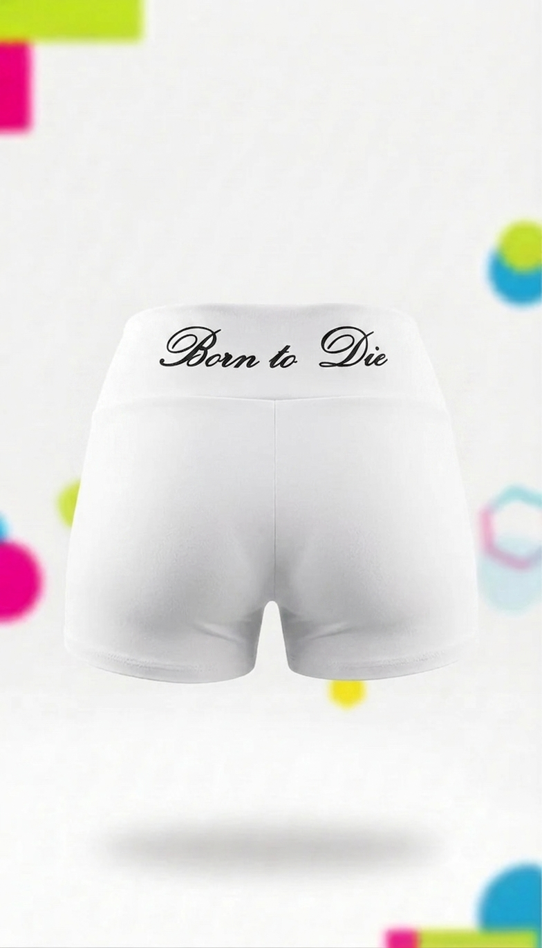 White Born to Die Shorts High Waist Thick Layered Spandex Mini Shorts