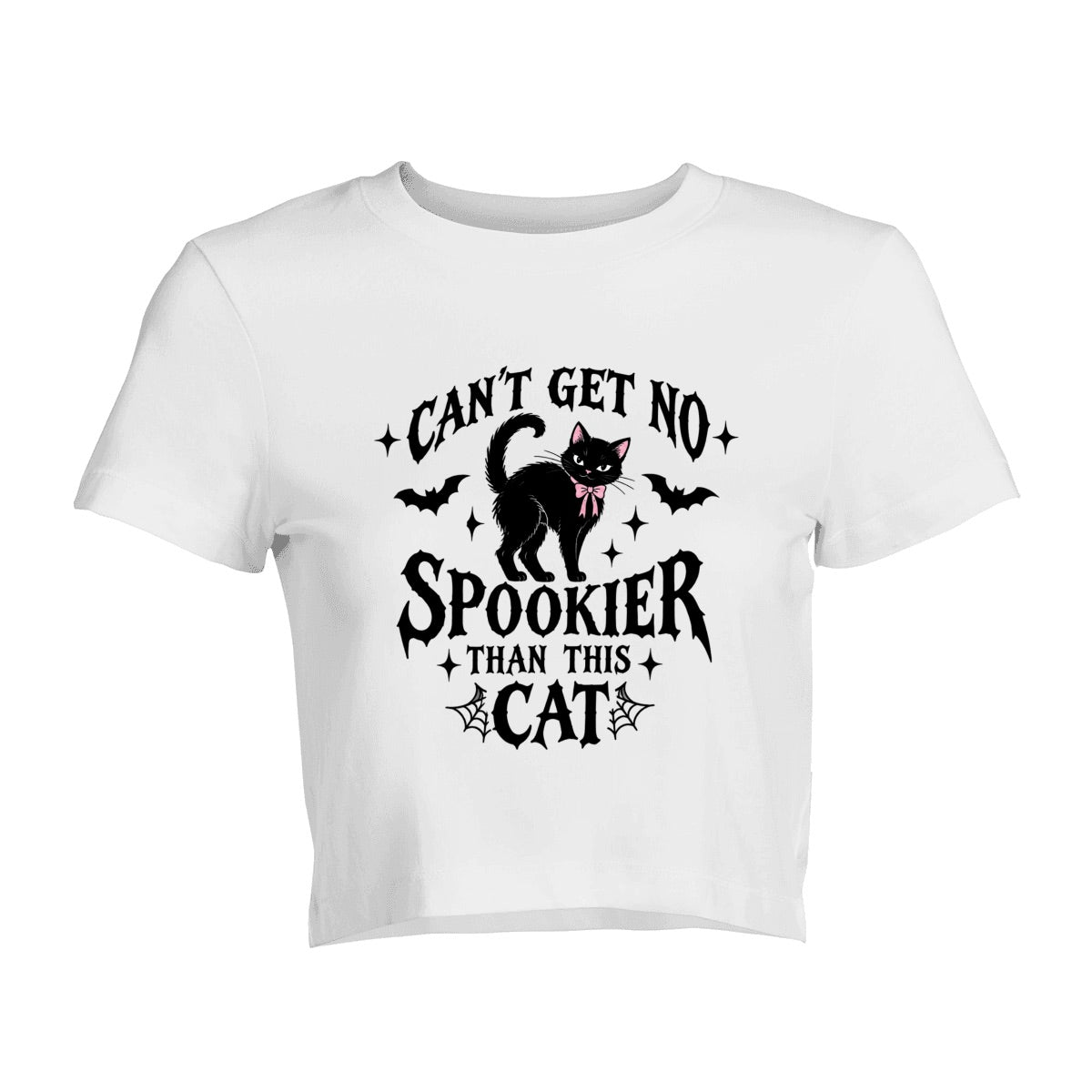 Spooky Black Cat Halloween Crop Top – Cute Season Graphic Tee