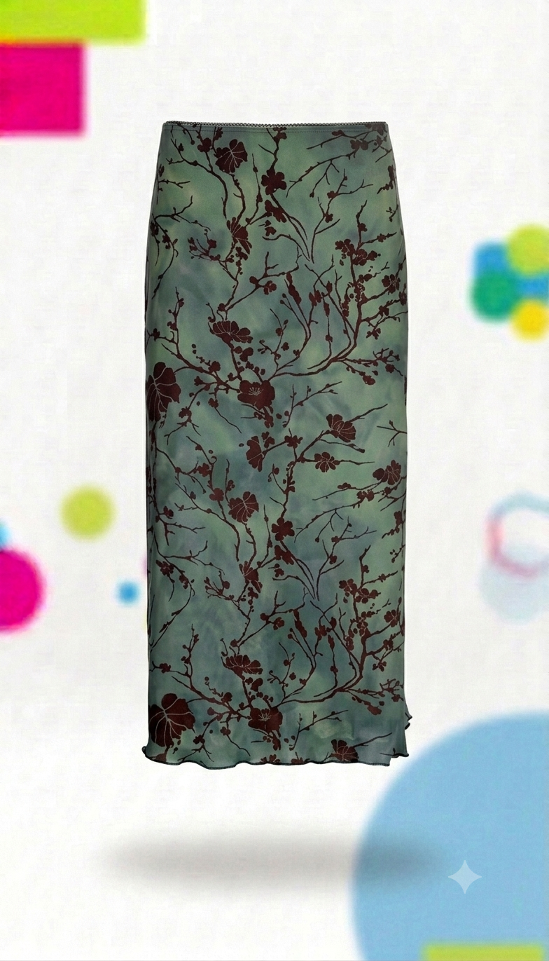 90’s Fairycore Cherry Blossom Midi Slip Skirt