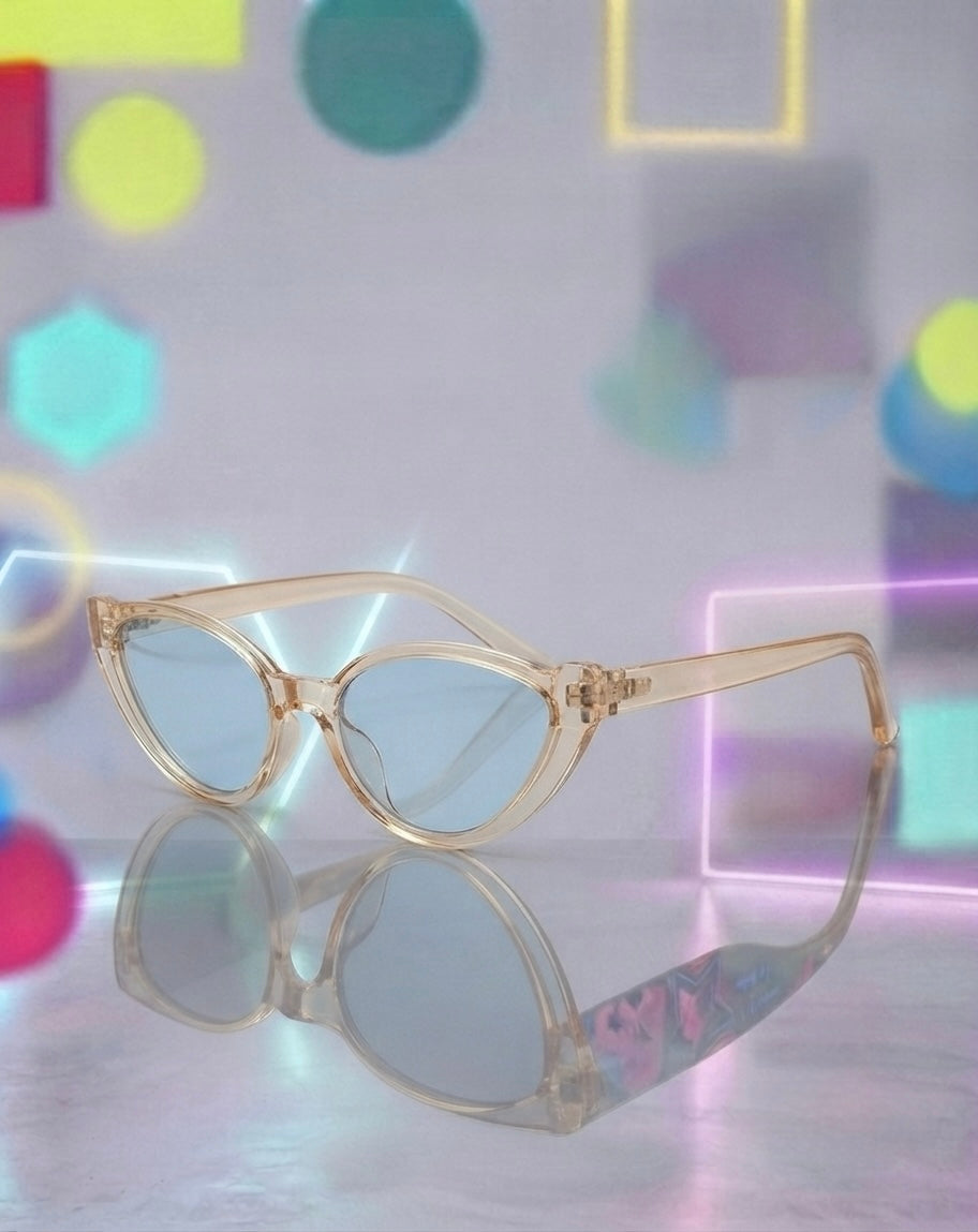 Clear Yellow Blue Cateye Vintage Sunglasses