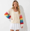 Oversized Rainbow Cardigan Button Down Sweater RebelThreads