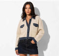 Patchwork Knit Cardigan Denim Sweater RebelThreads