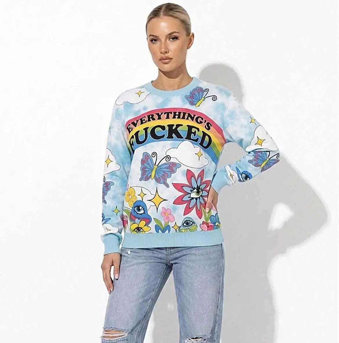 Everythings Fucked Psychedelic Sweater RebelThreads