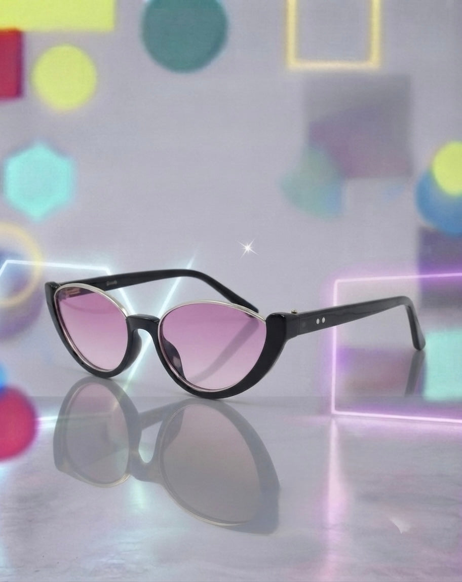 Black-Purple Cat Eye Sunglasses Vintage Retro Sunglasses