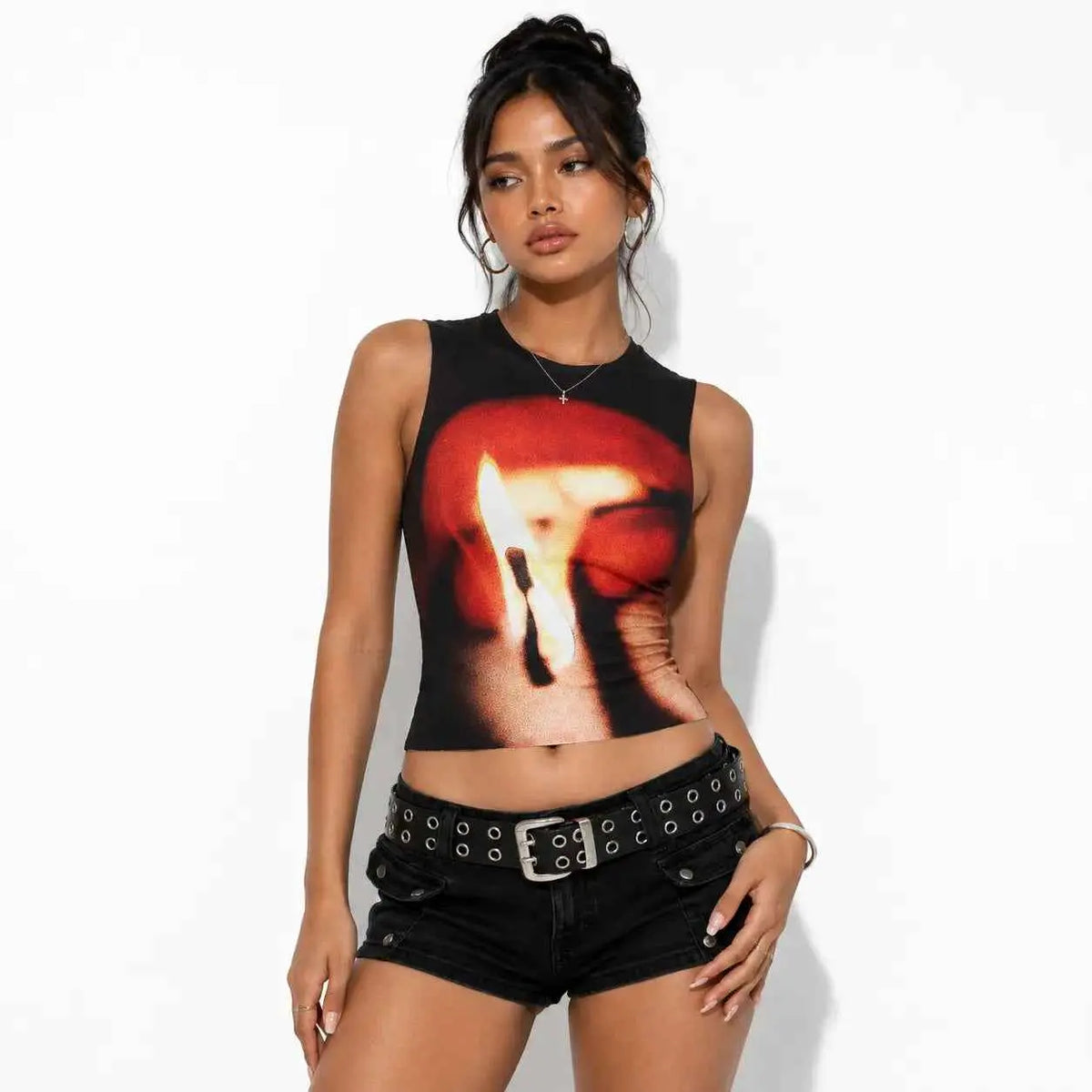 Red Black Flame Abstract Tank Top RebelThreads