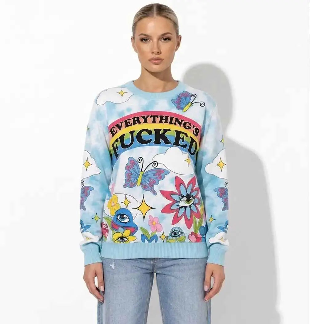 Everythings Fucked Psychedelic Sweater RebelThreads
