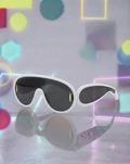 White Oversized Wave Aviators Acetate Frame Sunglasses