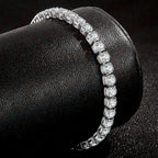 WIC 925 Silver Moissanite High D Color VVS Small Rock Sugar Tennis Chain String Pendant Simple Bracelet Necklace